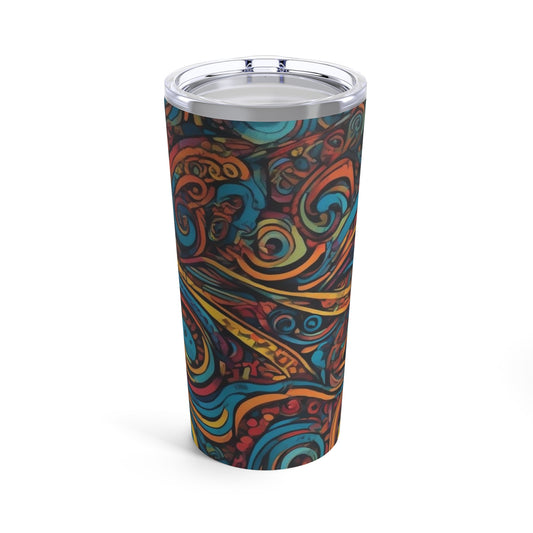 Art Tumbler 20oz - Van Gogh Color Waves Hand Painted Drinkware, Art Inspired Gift