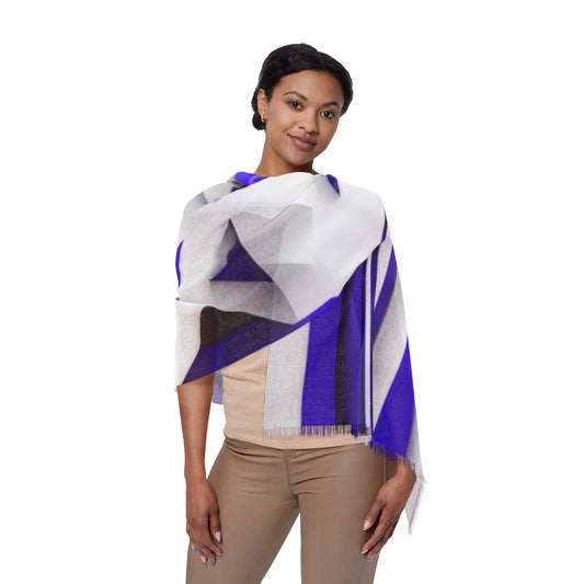 Blue Geometric Light Scarf, Abstract Aztec Women's