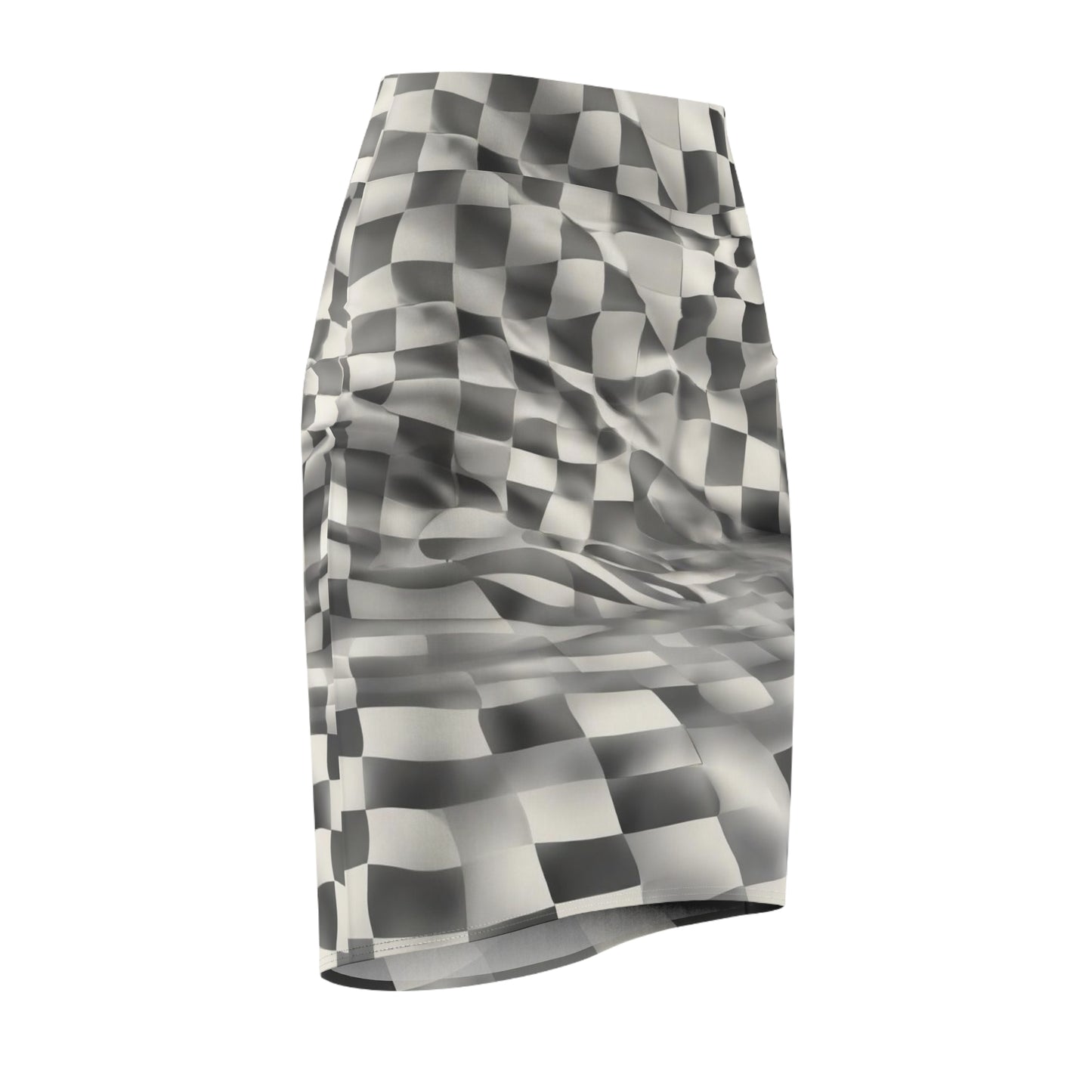 Abstract 3d Checkered Women's Pencil Skirt (AOP), Trendy Geometric Fashion, Artistic Skirt, Geometric Clothing