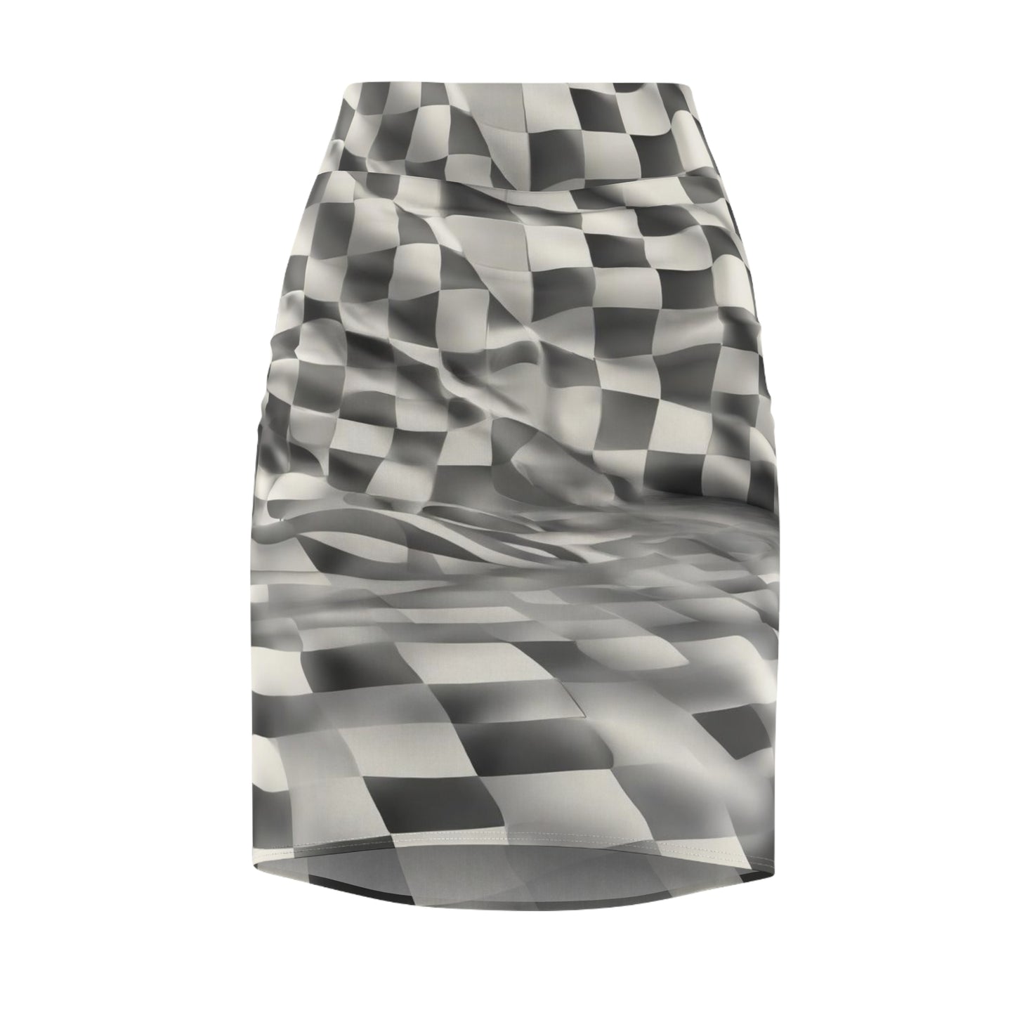 Abstract 3d Checkered Women's Pencil Skirt (AOP), Trendy Geometric Fashion, Artistic Skirt, Geometric Clothing