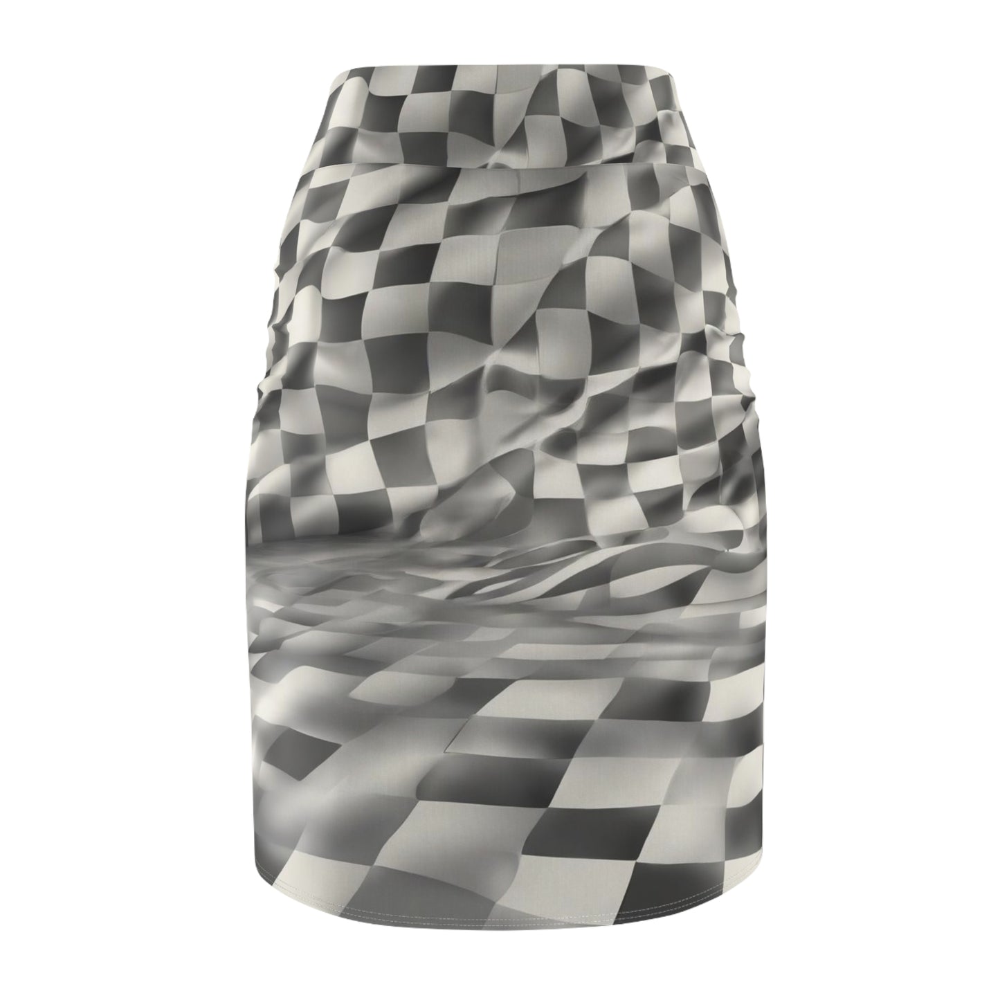 Abstract 3d Checkered Women's Pencil Skirt (AOP), Trendy Geometric Fashion, Artistic Skirt, Geometric Clothing