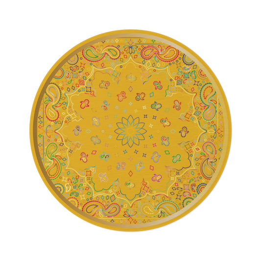 Boho Round Rug, Paisley Area Carpet, Medallion Design Floor Mat, Morroco Decor